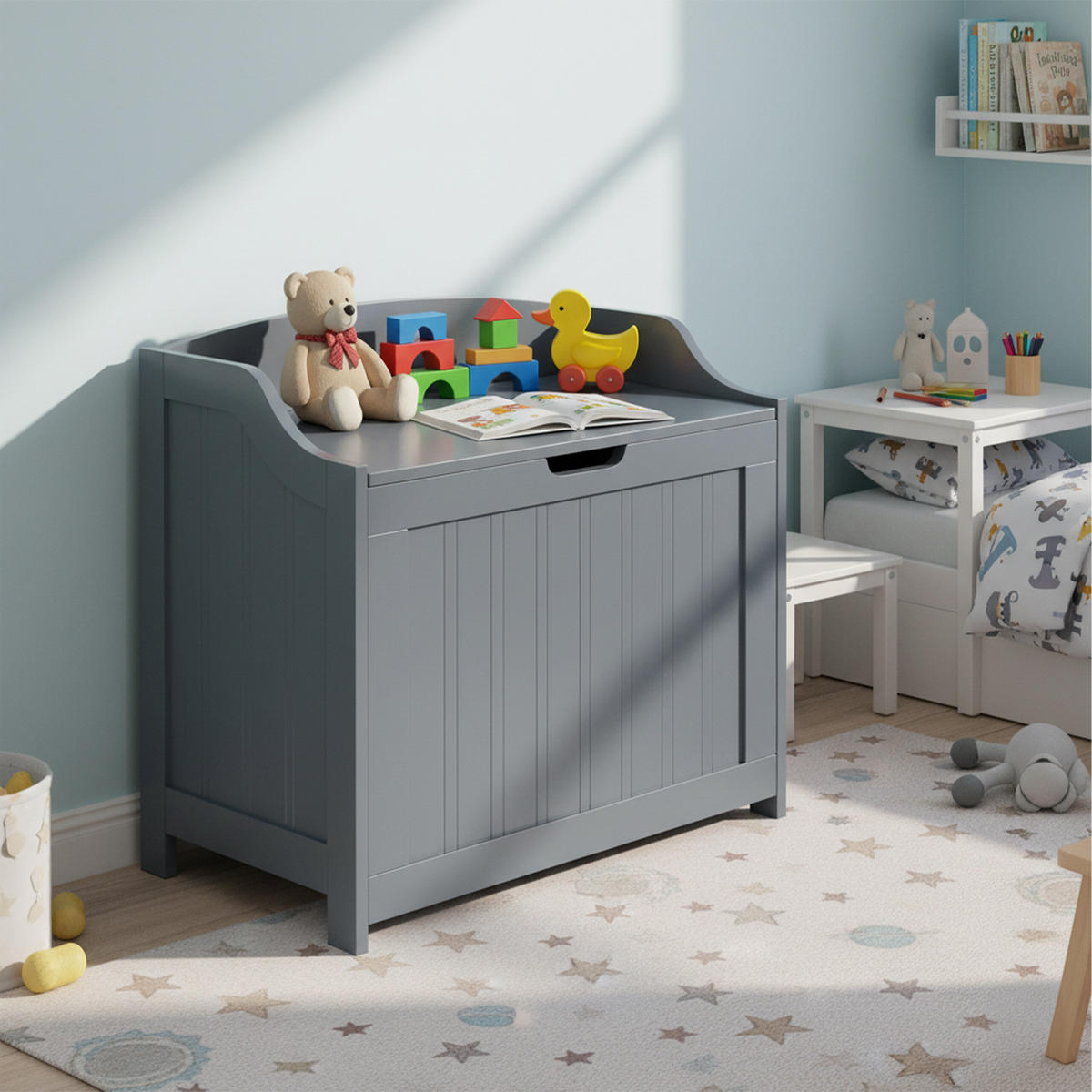 WÄSCHETRUHE - Grau, Holzwerkstoff (56/53/36cm) - Relaxdays