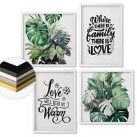 WANDBILDER 4er-Set - 50x50 cm & 40x60 cm Weißer Rahmen - Familie liebt Zuhause Aquarell - Weiß, Kunststoff (50/50cm) - ArtPrintCave
