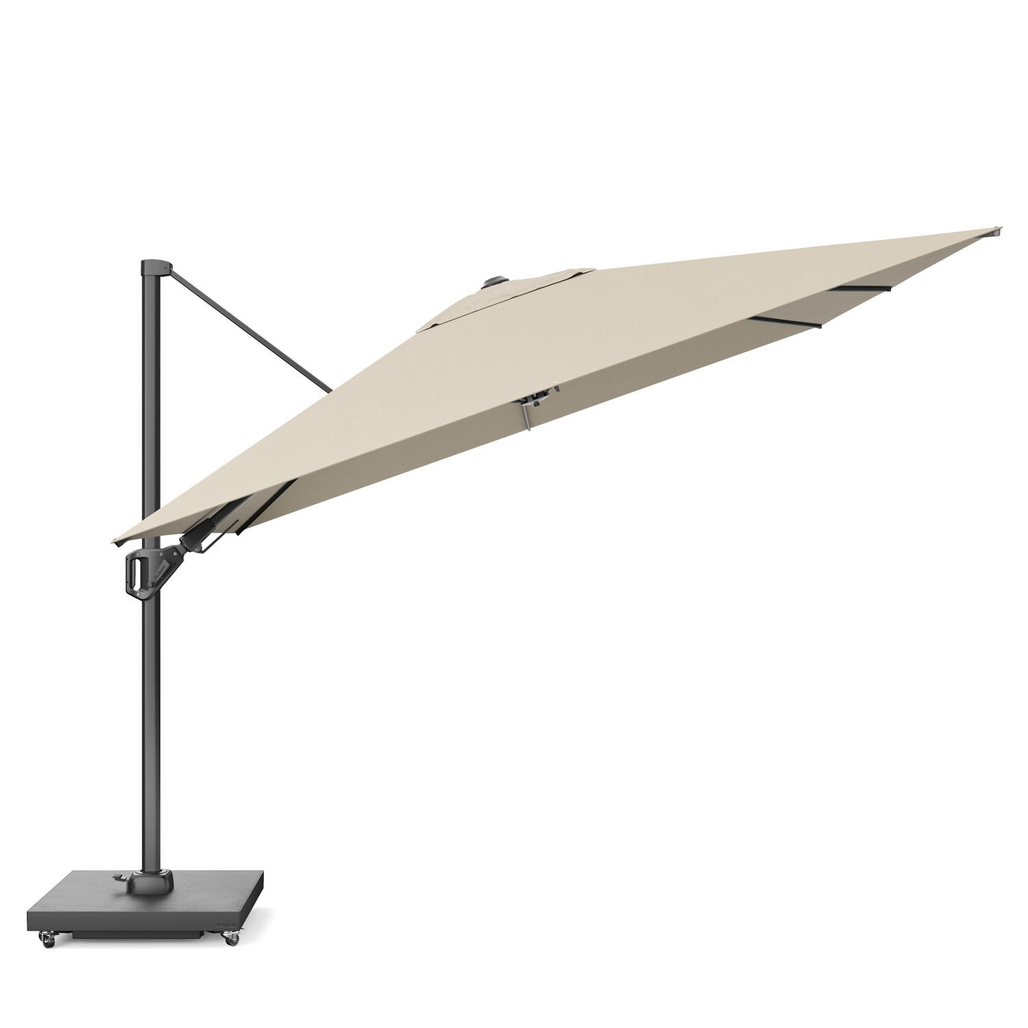 AMPELSCHIRM rechteckig 4 x 3 m Challenger T¹ Premium 360° kippbar natur/anthrazit - Creme, Metall (300/400cm) - Platinum