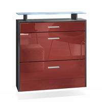 SCHUHSCHRANK Malea Fronten in Bordeaux Hochglanz - Bordeaux, Holzwerkstoff (89/96/23cm) - Vladon