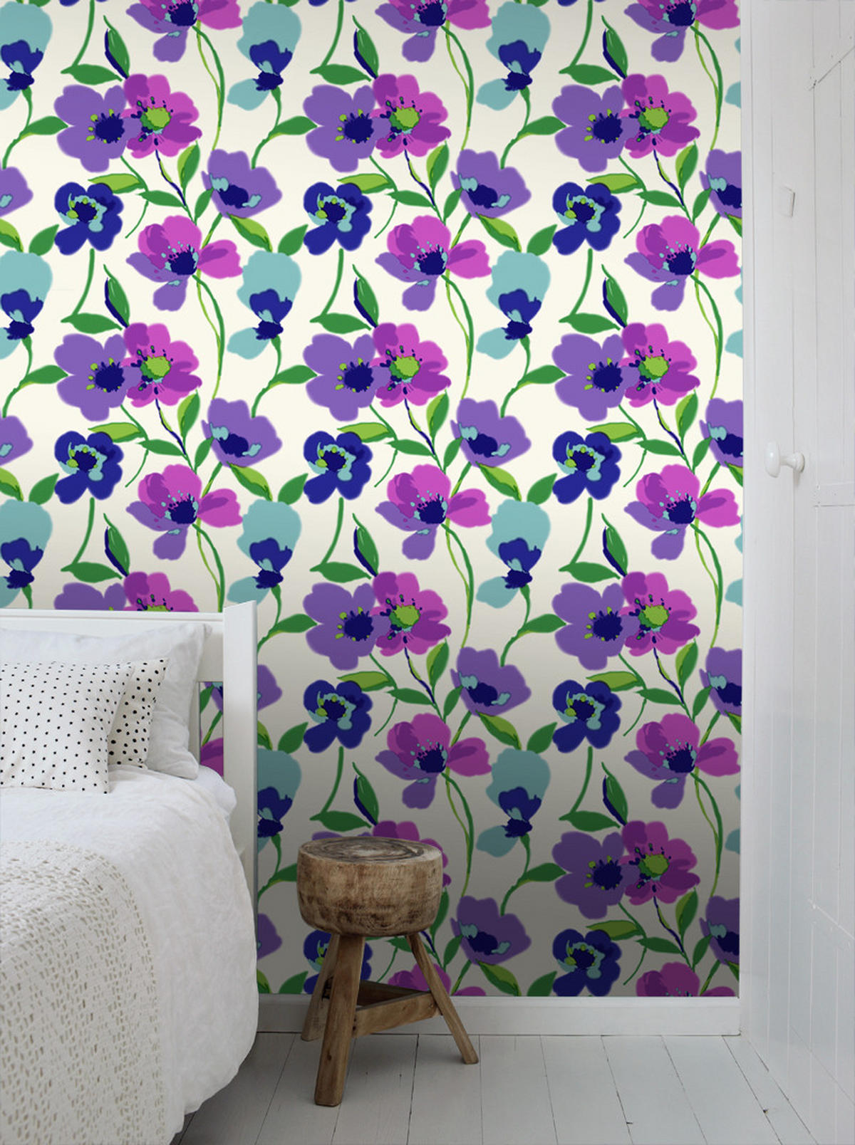 TAPETE Mohnblumen 53 cm x 10.05 m - Lila, Papier (53/1000cm) - ESTAhome