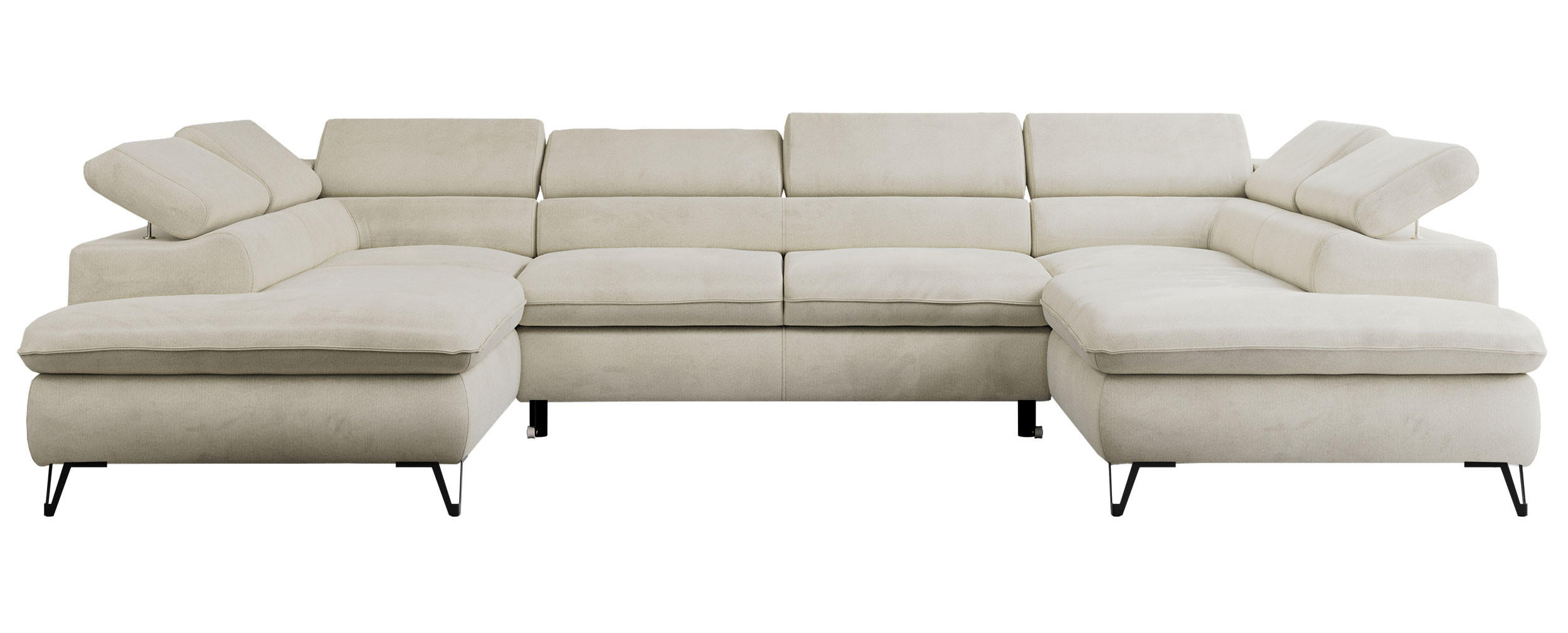 WOHNLANDSCHAFT PETER U Velvet Beige - Beige/Schwarz, Textil/Metall (346/76/208cm) - MKS