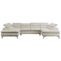 WOHNLANDSCHAFT PETER U Velvet Beige - Beige/Schwarz, Textil/Metall (346/76/208cm) - MKS