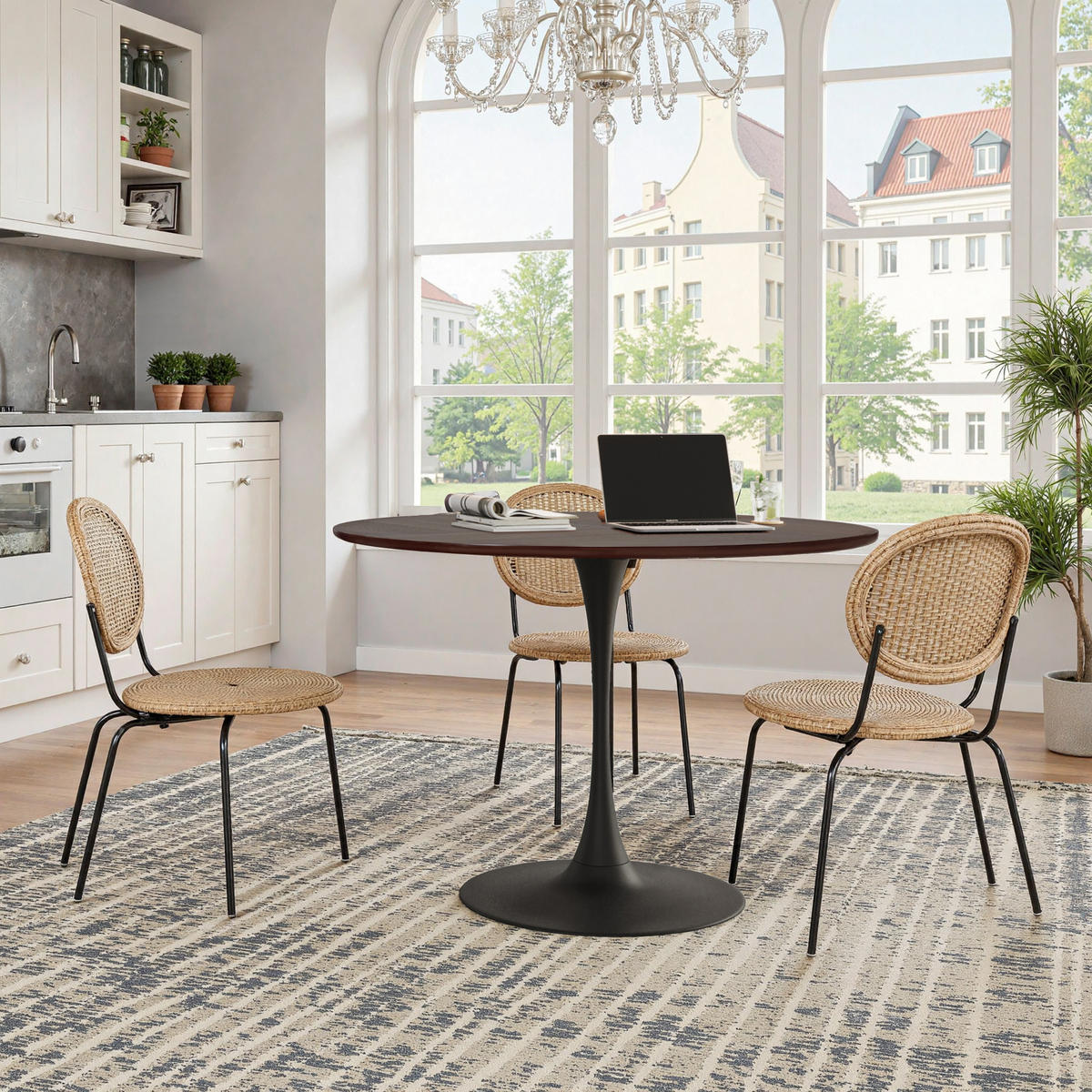 ESSTISCH 120/120/75 cm braun aus MDF mit Stahlgestell - Braun, Holzwerkstoff (120/120/75cm) - OKWISH