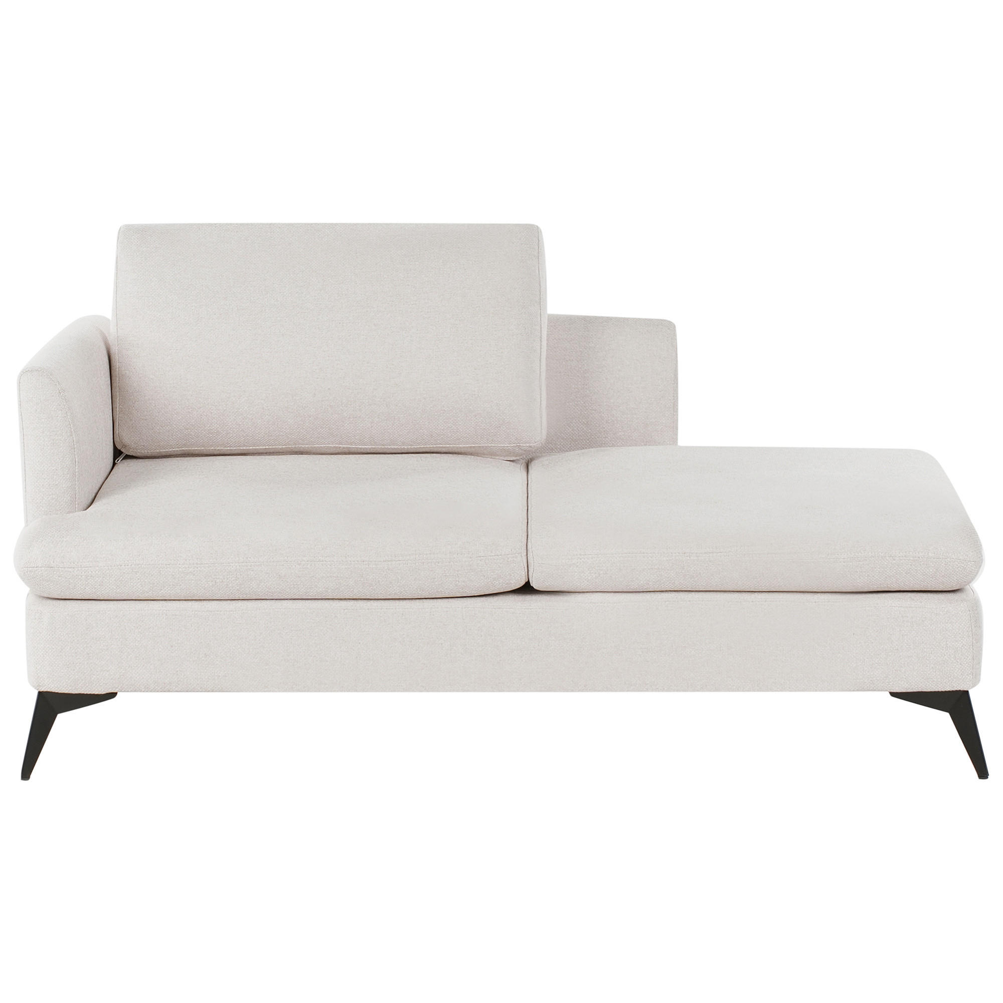 CHAISELONGUE-LINKSSEITIGE Stoff Hellbeige Sievoz - Beige/Schwarz, Textil (155/84/85cm) - Beliani