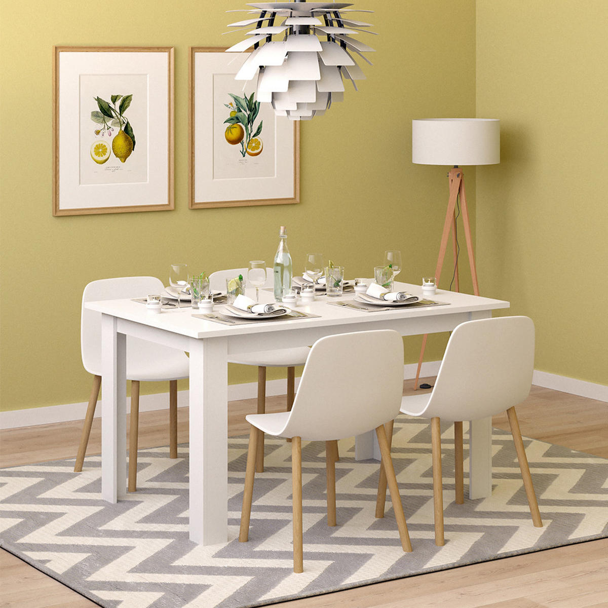 ESSTISCH Karlos Weiß 140 x 90 cm - Weiß, Holzwerkstoff (90/140/76cm) - Vicco