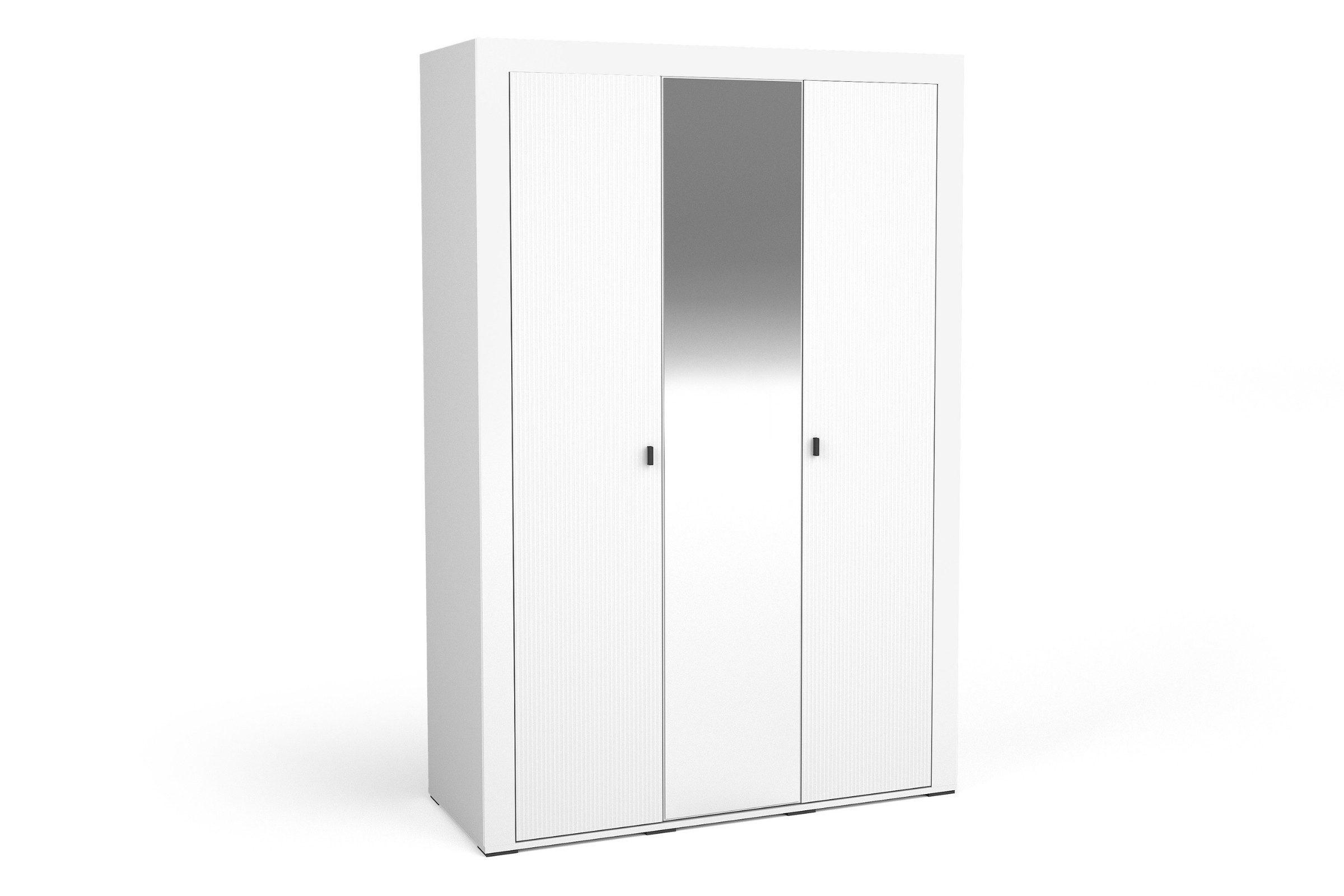 KLEIDERSCHRANK MONI 02 in Weiß / Eiche Whiskey matt 137/206/56 cm - Weiß, Holzwerkstoff (137/206/56cm) - Deine Möbel 24