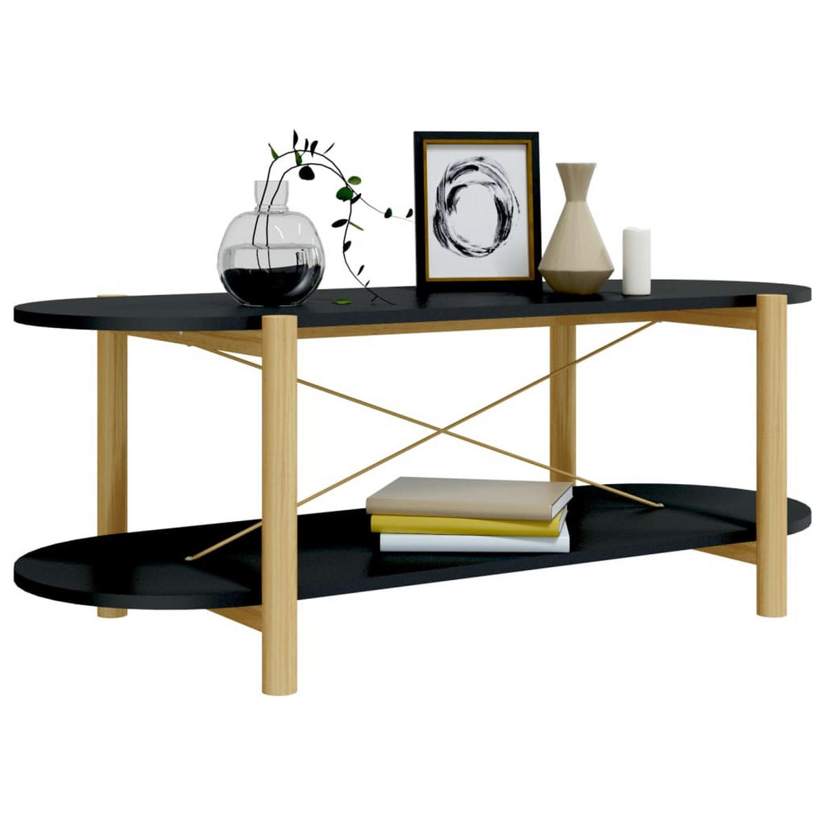 COUCHTISCH Schwarz 110x48x40 cm Holzwerkstoff - Schwarz, Holzwerkstoff (110/48/40cm) - furnicato