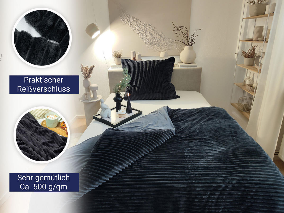BETTWÄSCHE, 2er-Set, 80x80cm + 135x200cm, 100% Polyester, Grau - Graphitfarben, Textil (80/80cm) - Zollner
