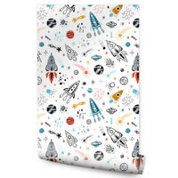 VLIESTAPETE Planeten, Sterne und Raketen – Bunt, Weiß – 50x1000 cm - Multicolor/Weiß, Papier (50/1000cm) - Muralo