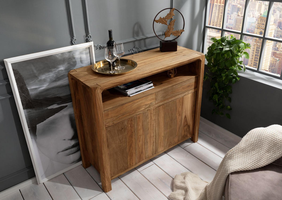SIDEBOARD Sheesham 120x45x100 braun geölt BUENO #1005 - Braun, Holz (120/100/45cm) - Massivmoebel24