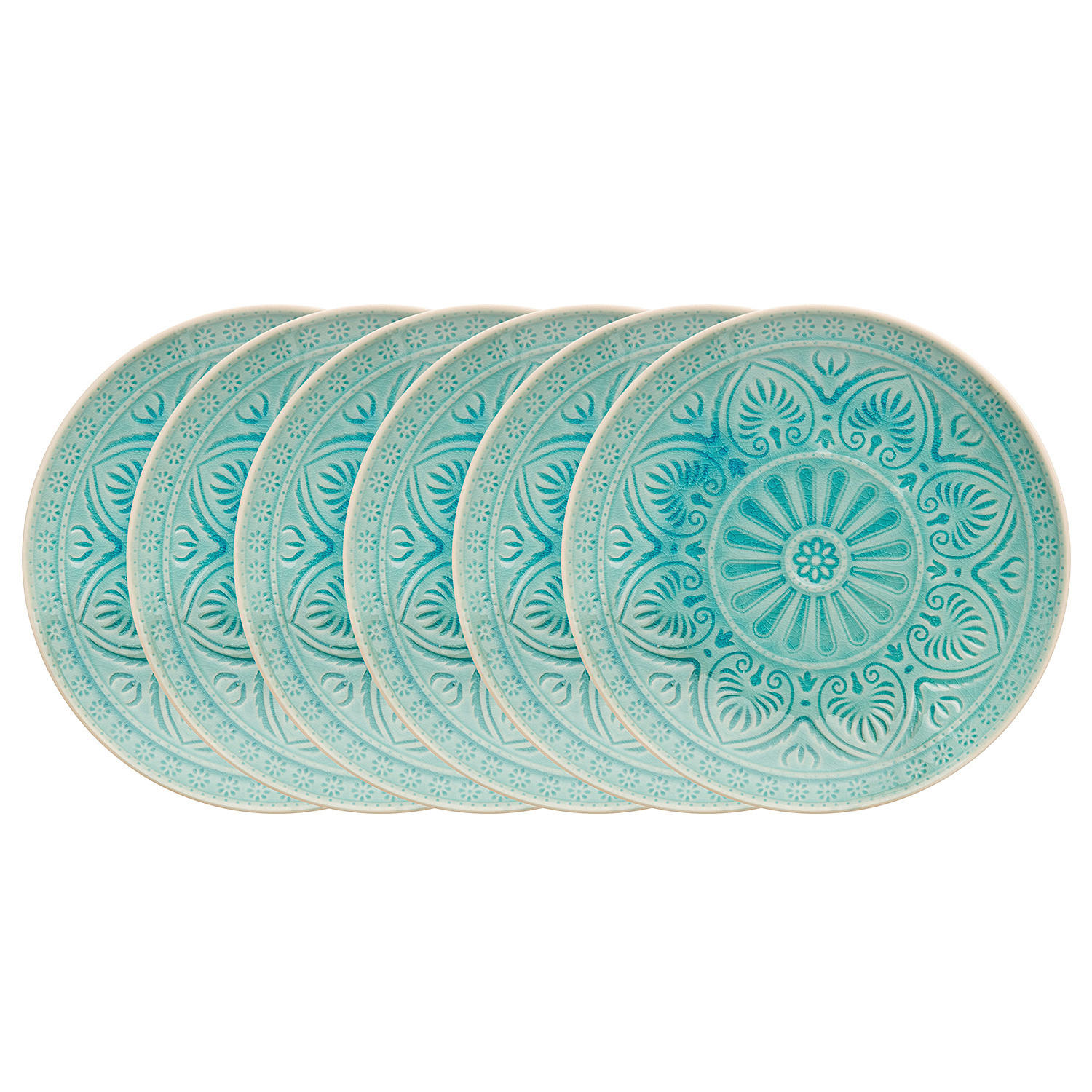 TELLER (6er Set) Sumatra - Türkis, Keramik (21/21/2.5cm) - BUTLERS