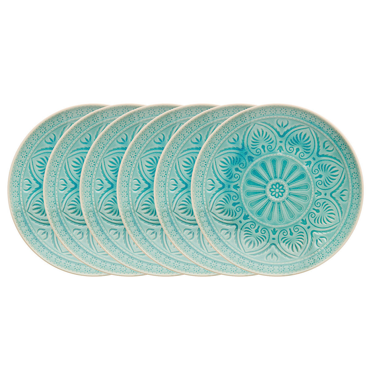 TELLER (6er Set) Sumatra - Türkis, Keramik (21/21/2.5cm) - BUTLERS