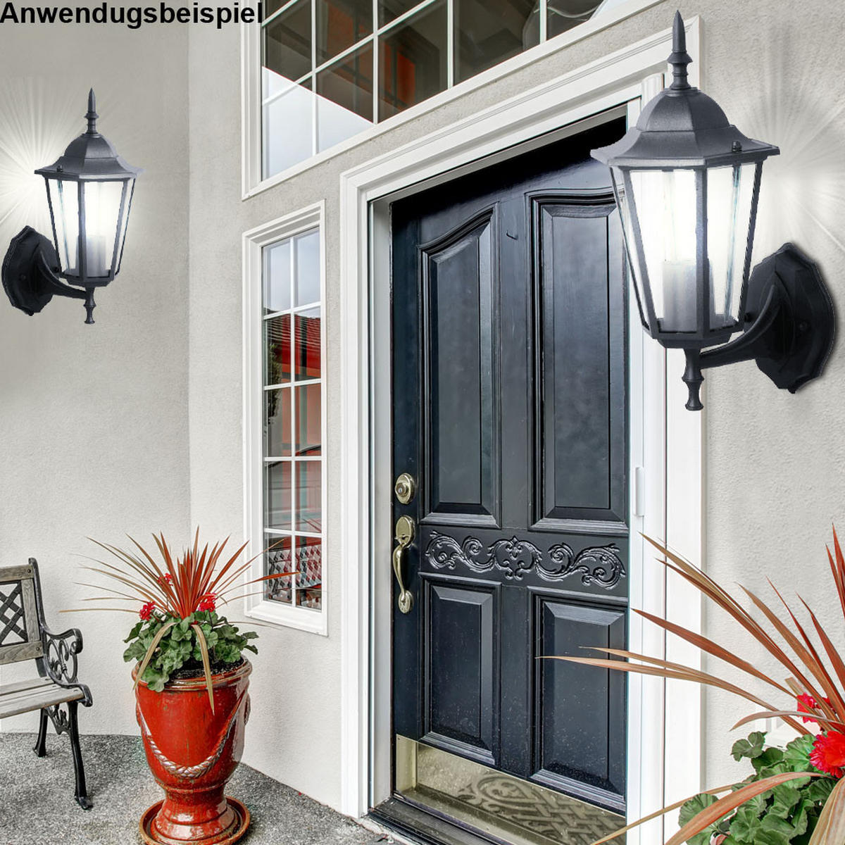 WANDLEUCHTE Aluminium Glas Schwarz 2er Set - Schwarz, Glas (20.8/17/36cm)