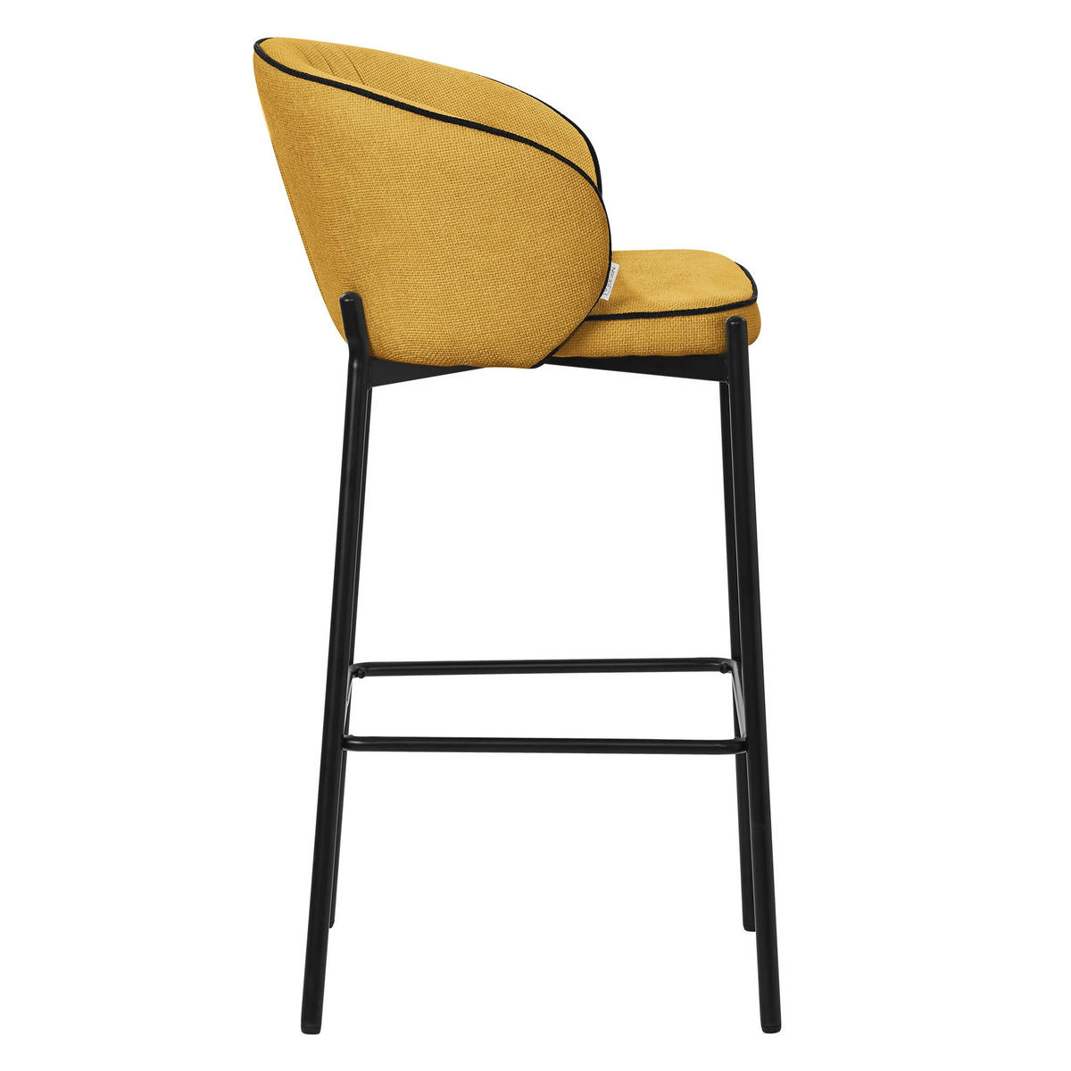 BARHOCKER 4er Set Senf mit Stoffbezug - Gelb/Schwarz, Textil/Metall (50/101/54cm) - ML-DESIGN