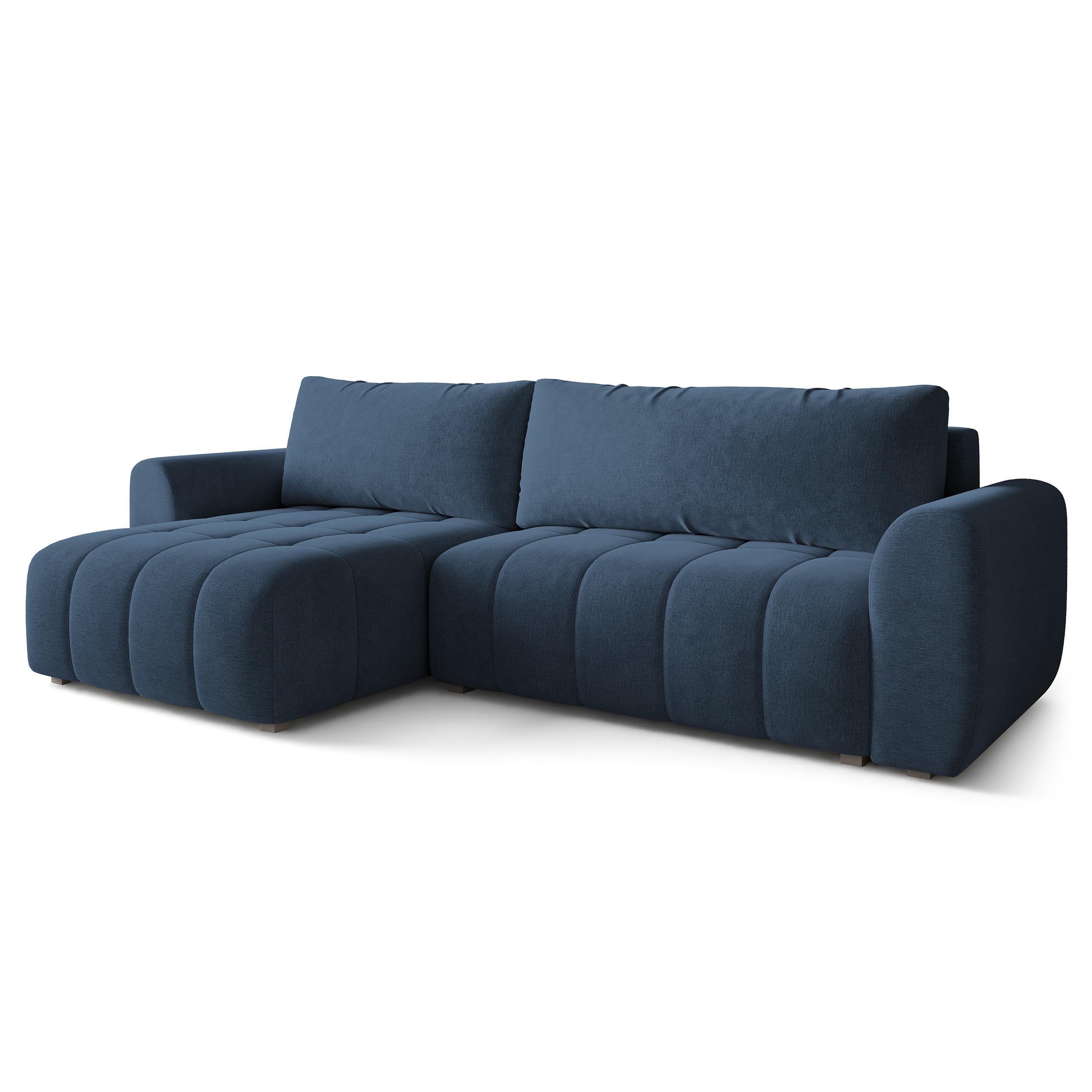 ECKSOFA MODARO CL Blau Samtstoff mit Schlaffunktion - Blau, Holzwerkstoff/Textil (285/148cm) - MASSENO