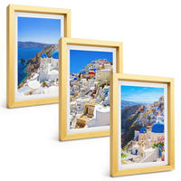 BILDER SET 3er Set - 20x30 cm Goldrahmen - Landschaftsarchitektur Oia Santorini - Goldfarben, Kunststoff (20/30cm) - TULUP