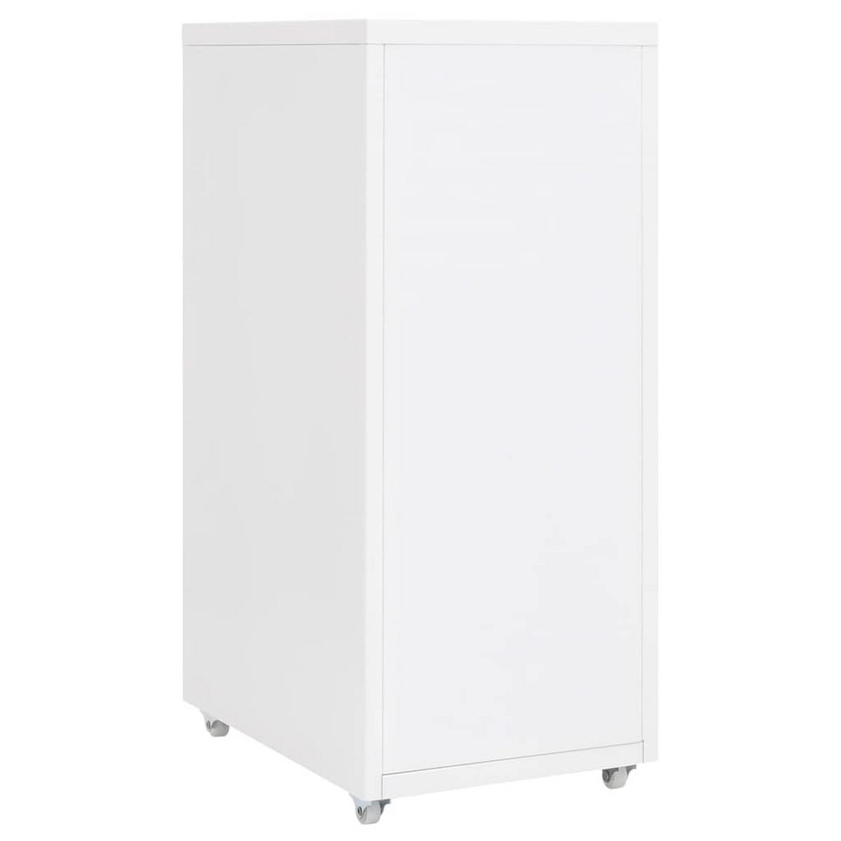 AKTENSCHRANK Mit Rollen Weiss 28/41/69 Cm Metall - Weiß, Metall (41/69/28cm) - vidaXL