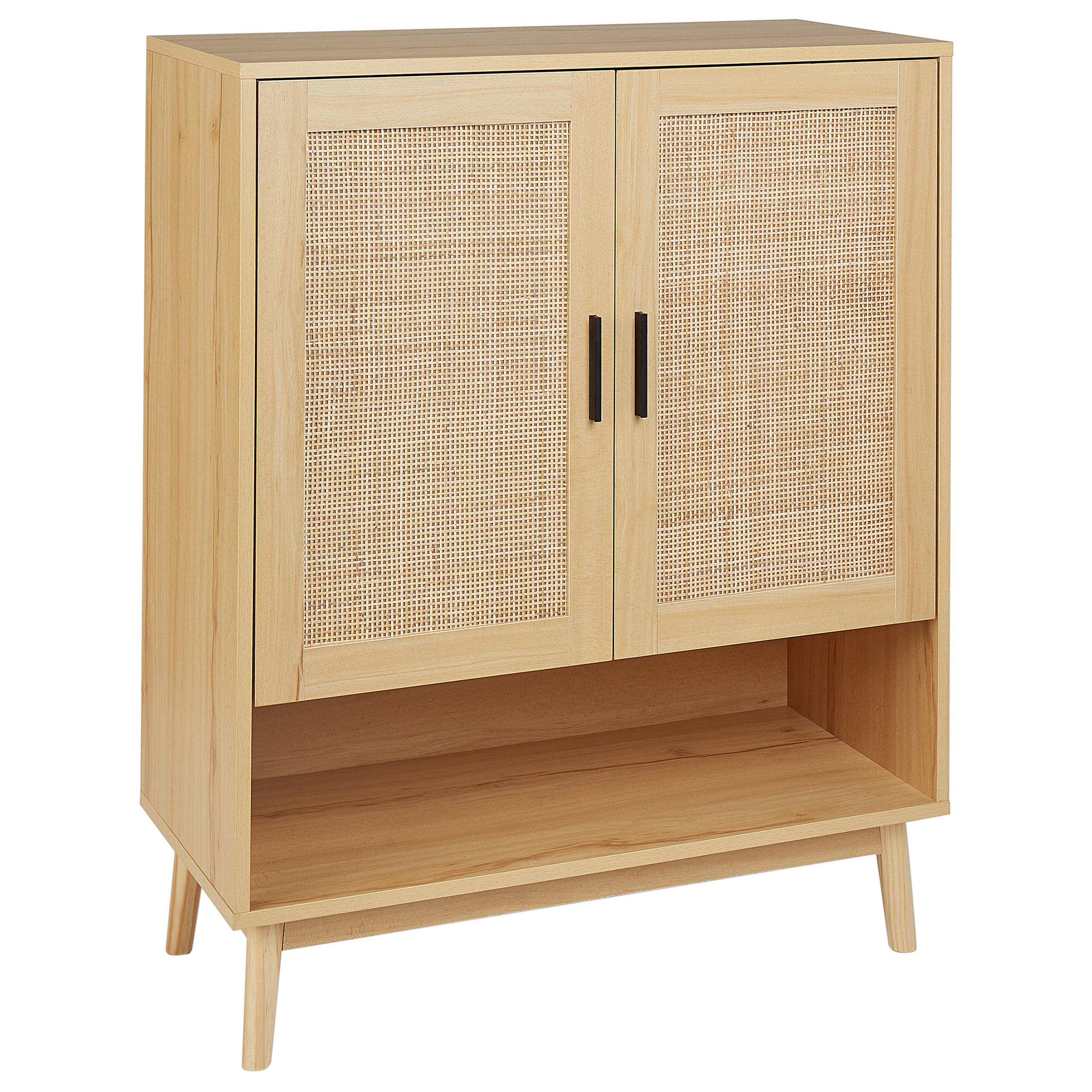 SCHUHSCHRANK Rattan Hellbraun Perote - Hellbraun, Naturmaterialien (80/97/35cm) - Beliani