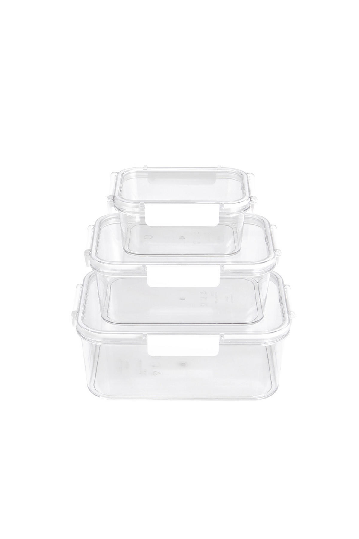 FRISCHHALTEDOSEN 3er-Set aus PP Kunststoff in Transparent Rechteckig 23 x 16,5 x 8,6 cm - Weiß, Glas (23/8.6/16.5cm) - Livingandhome