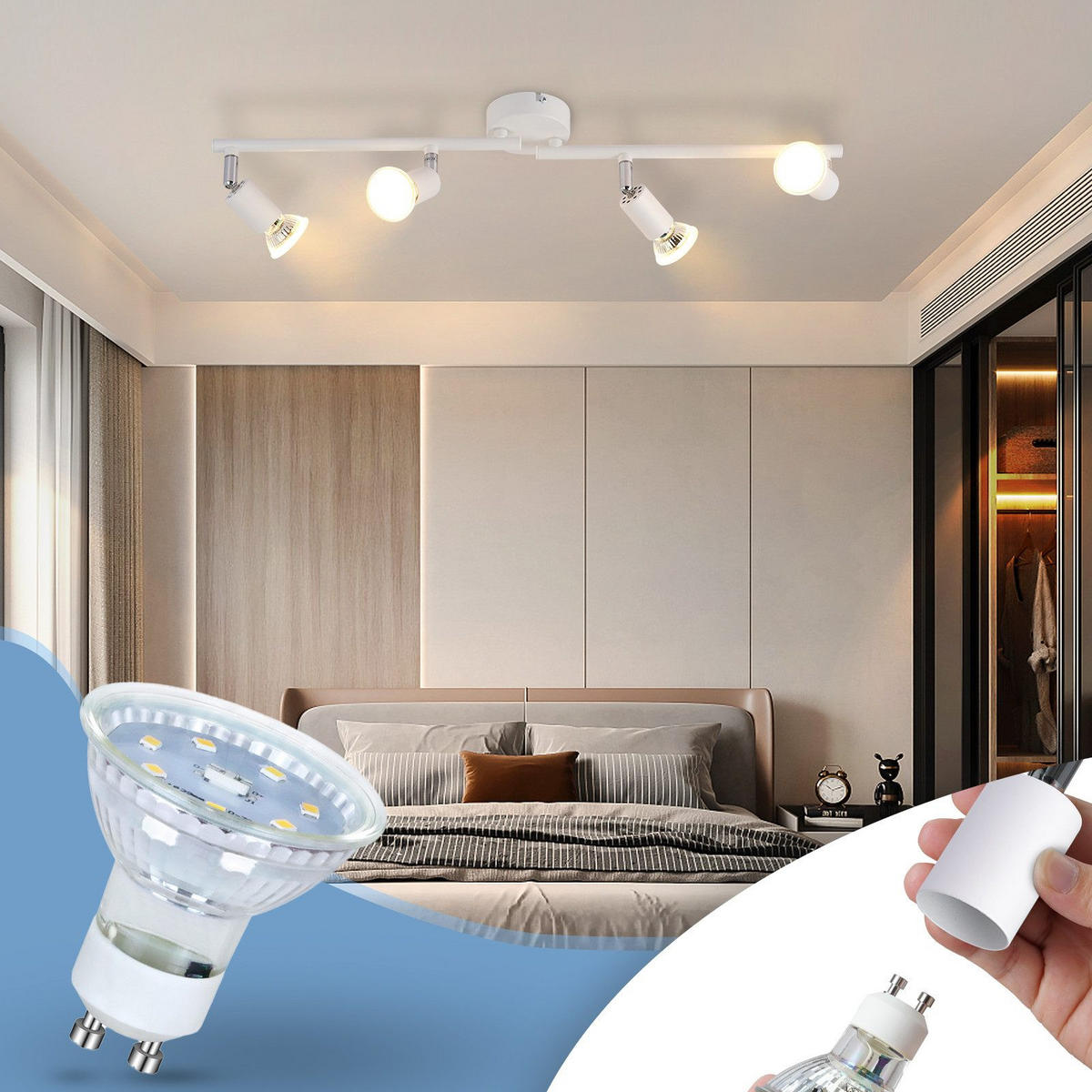 STRAHLER Flensburg 4-flammig 60/8/13.5 cm - Weiß, Metall (60/8/13.5cm) - Nettlife