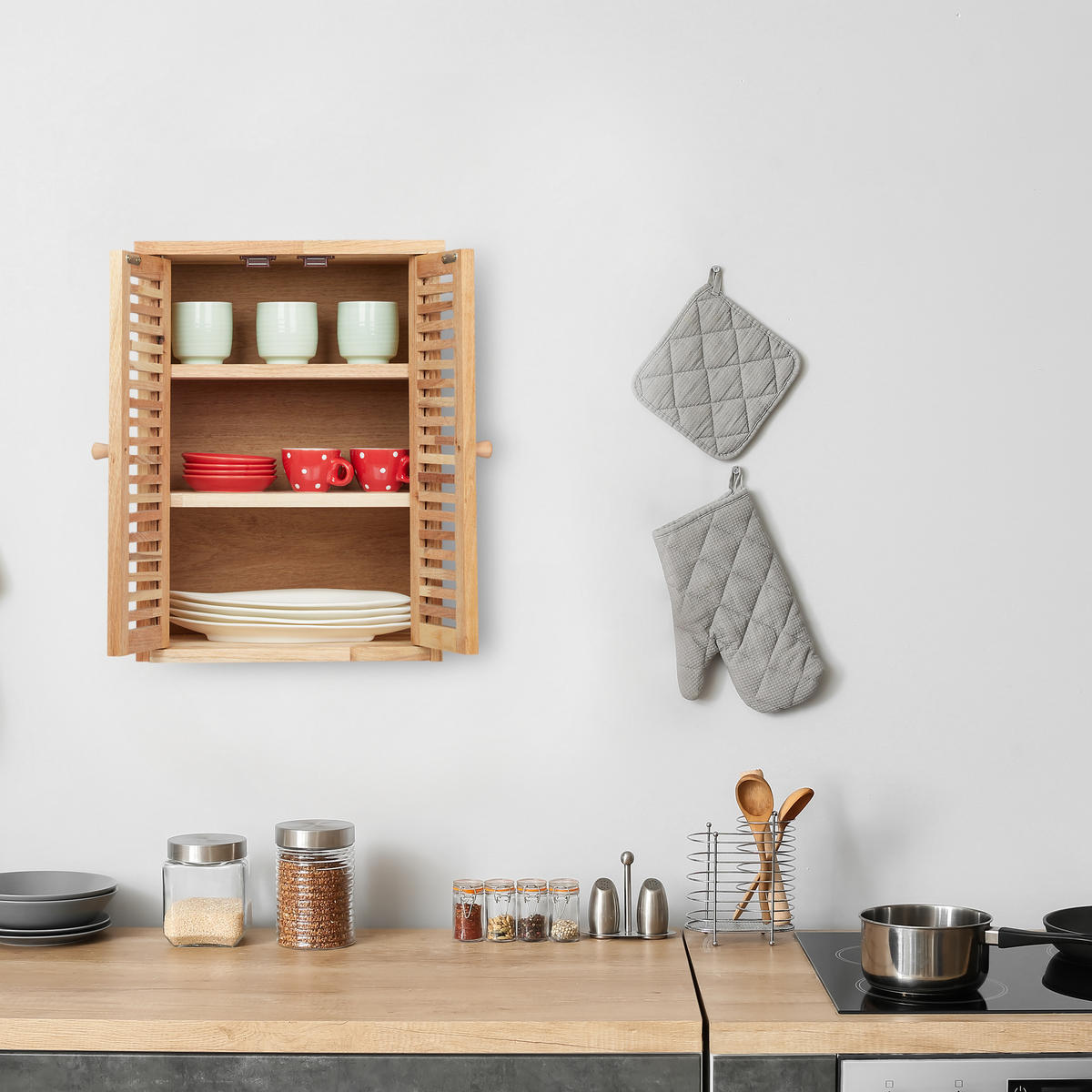 HÄNGESCHRANK - Hellbraun, Holz (35/46.5/21cm) - Relaxdays