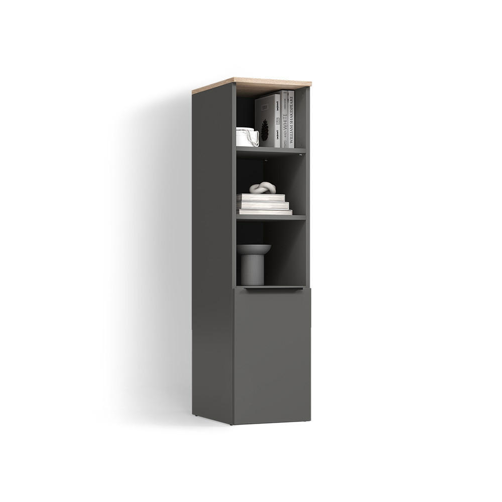 UNIVERSALSCHRANK Piave Anthrazit/Sonoma mit einer Tür - Anthrazit/Sonoma Eiche, Holzwerkstoff (30.2/120/40cm) - Livinity®