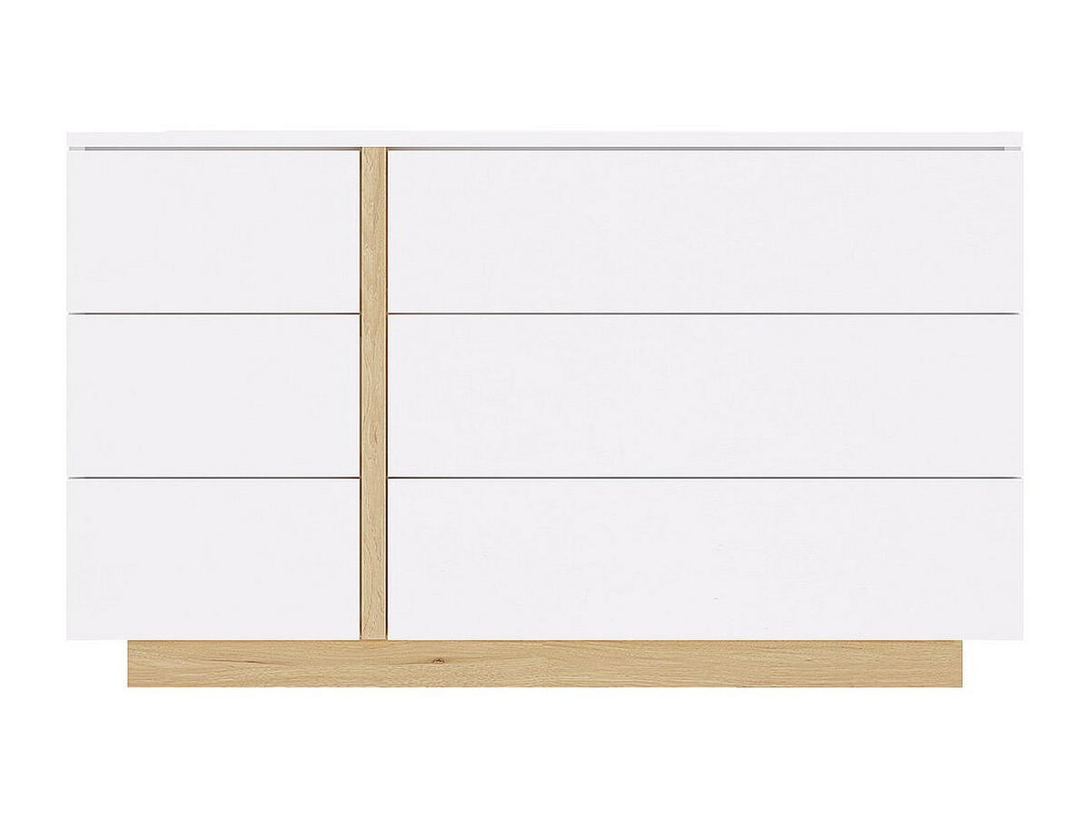 KOMMODE mit 6 Schubladen - Weiß & Holzfarben - NAPOLI II - Weiß/Naturfarben, Holz (120/70/39cm) - Vente-Unique