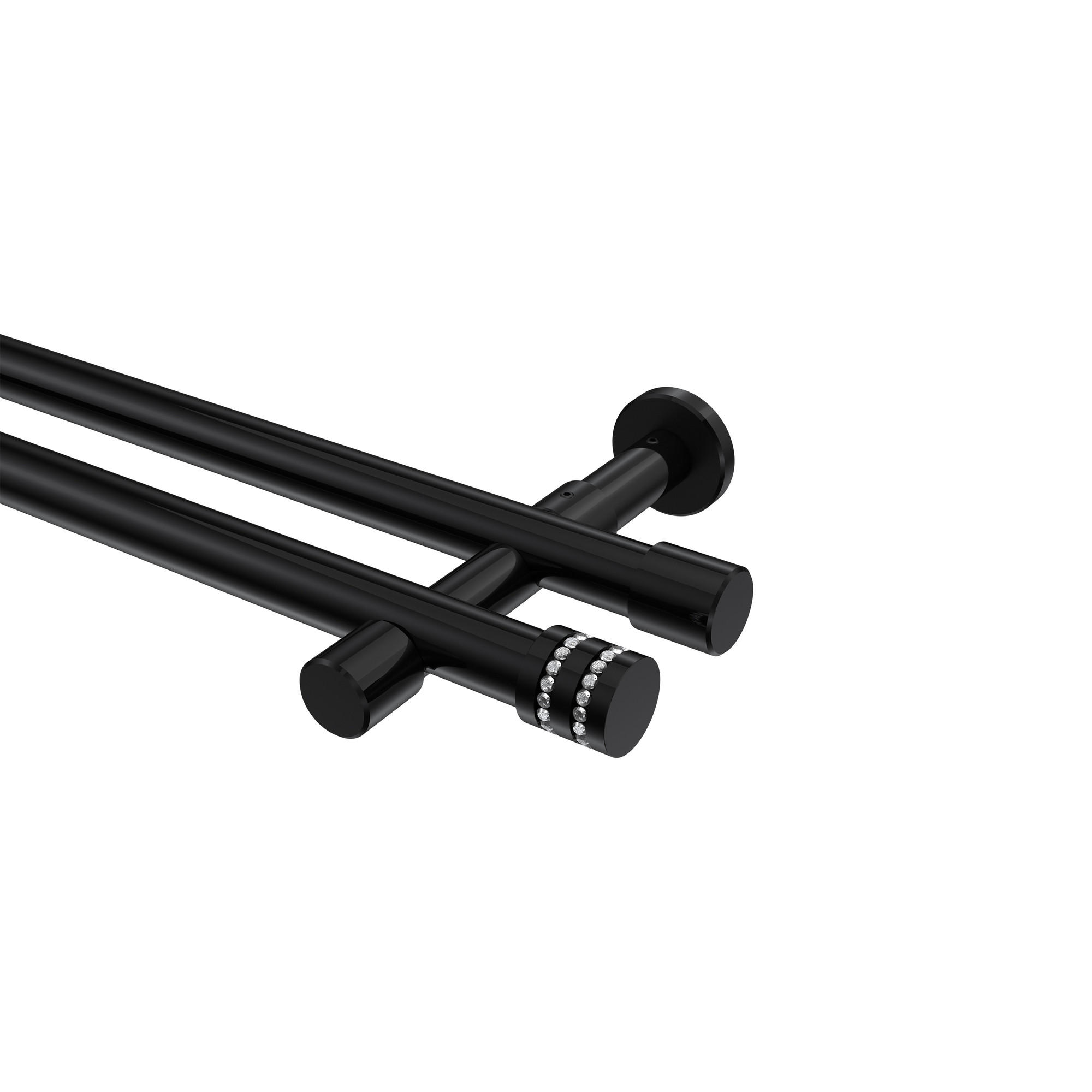 GARDINENSTANGEN-SET Prestige Estana 320 cm (geteilt in 2 x 160 cm), 2-läufig (ohne Ringe), 20 mm Ø Schwarz - Schwarz, Metall (320cm) - INTERDECO