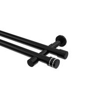 GARDINENSTANGEN-SET Prestige Estana 420 cm (geteilt in 3 x 140 cm), 2-läufig (ohne Ringe), 20 mm Ø Schwarz - Schwarz, Metall (420cm) - INTERDECO