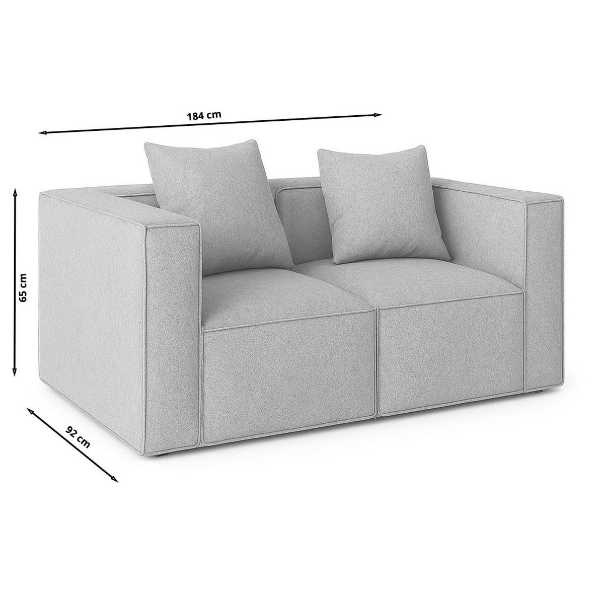 2-SITZER-SOFA Box Stoff Hellgrau - Hellgrau, Textil (184/65/92cm) - ebuy24