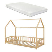 HAUSBETT Hesel mit Matratze - Naturfarben, Holz/Textil (90/200cm) - [en.casa]