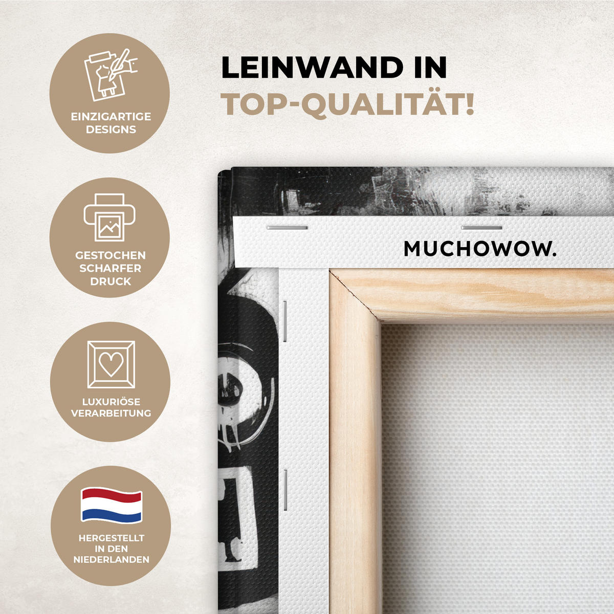 LEINWANDBILD Malerei - Figuren - Schwarz - Abstrakt Wandbild 40x30 cm - Schwarz, Textil (40/30cm) - MuchoWow