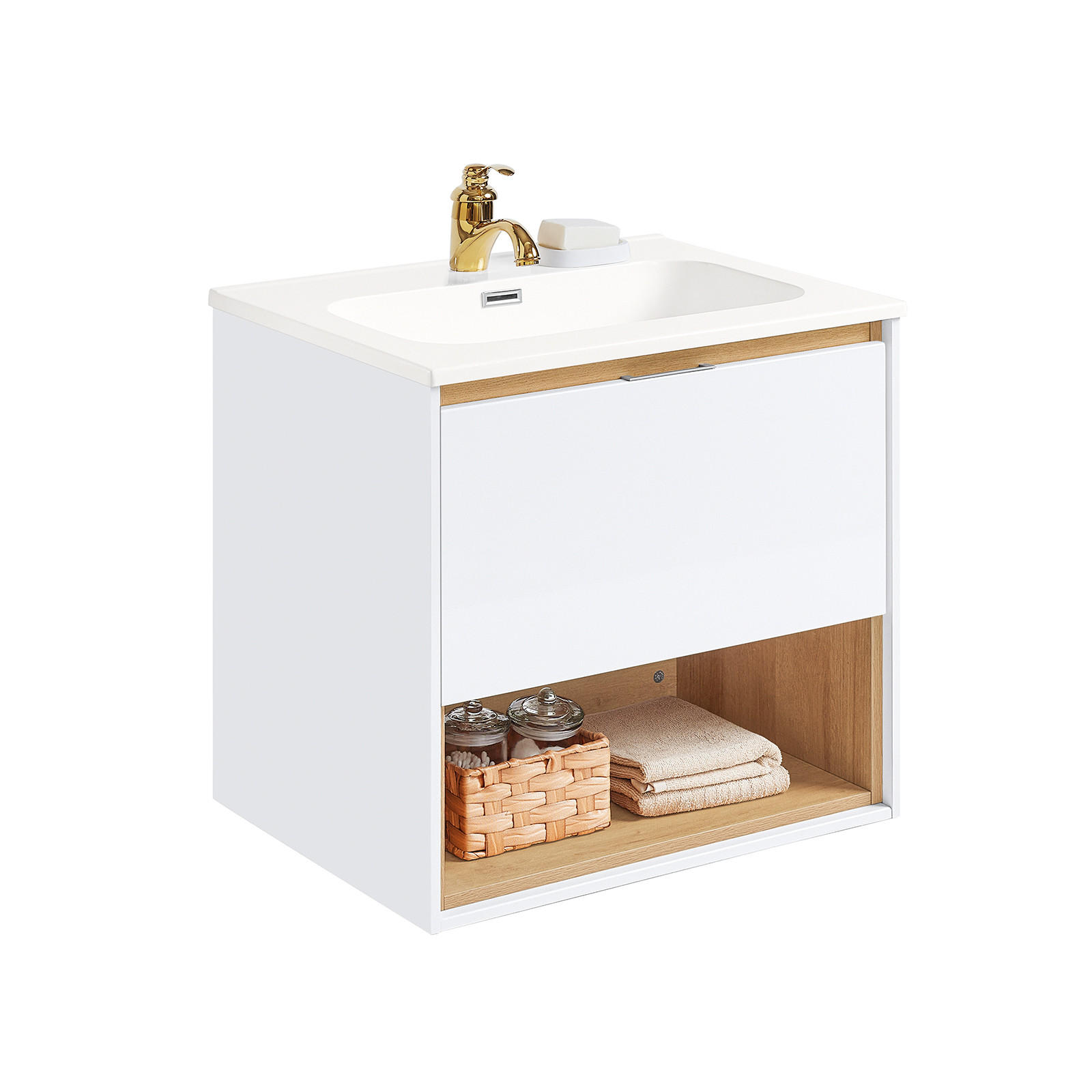 WASCHTISCHKOMBI Weiß - Weiß, Keramik/Holzwerkstoff (61/59/46cm) - SoBuy