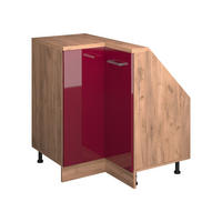 DACHSCHRÄGENSCHRANK ECKSCHRANK Rion Rot Hochglanz/Goldkraft Eiche 75.6 x 81.6 cm mit 1 Tür - Honigeiche/Rot, Holzwerkstoff (75.6/81.6/75.6cm) - Vicco
