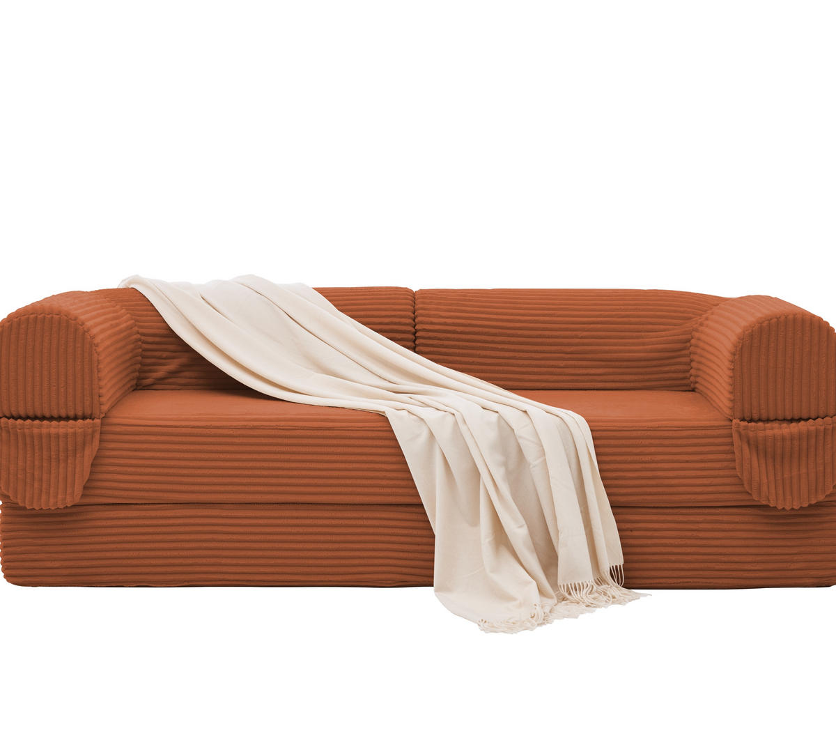 SCHLAFSOFA in Orange aus Cord mit bodennaher Konstruktion - Orange, Textil/Metall (190/45/78cm) - CHICFURN