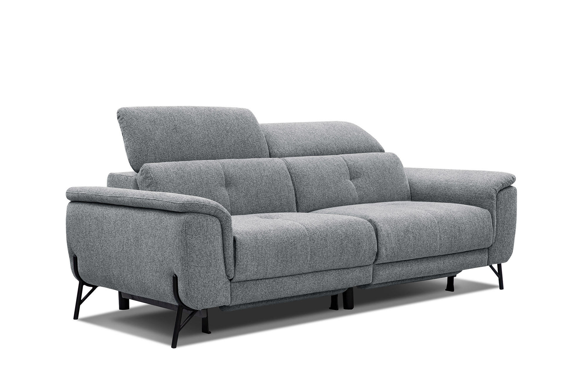 SOFA AVENA 3-Sitzer mit 2 Relaxfunktionen, grau - Grau, Holzwerkstoff/Textil (204/80/108cm) - Courtois Laville