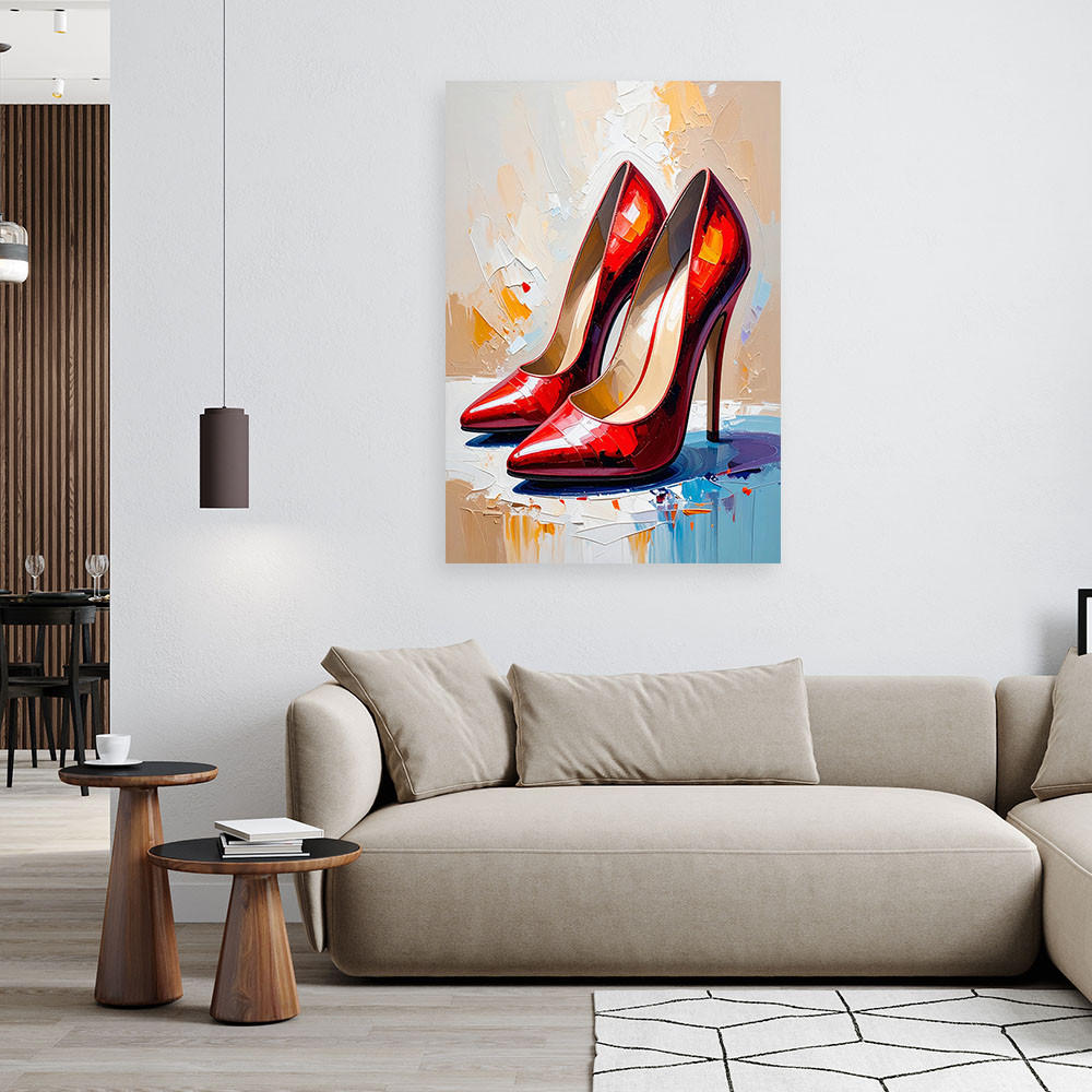 LEINWANDBILD Rote High Heels 60x90cm - Rot, Textil (60/90cm) - Feeby