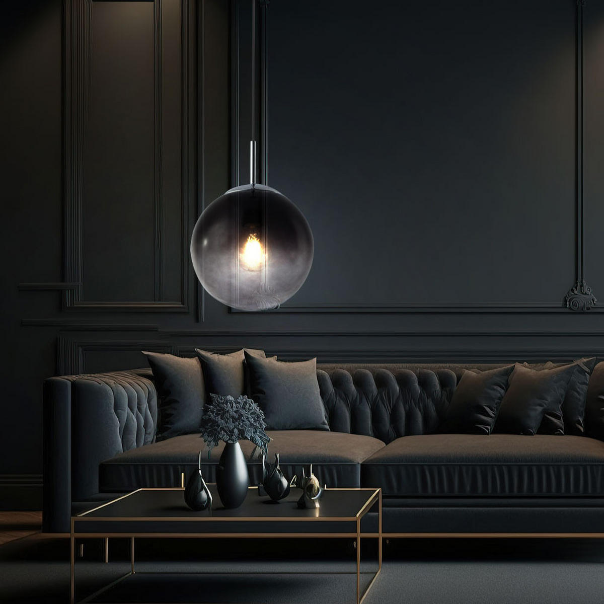 HÄNGELEUCHTE Glas Rauch Grau - Grau, Glas (20/20/120cm) - Globo Lighting