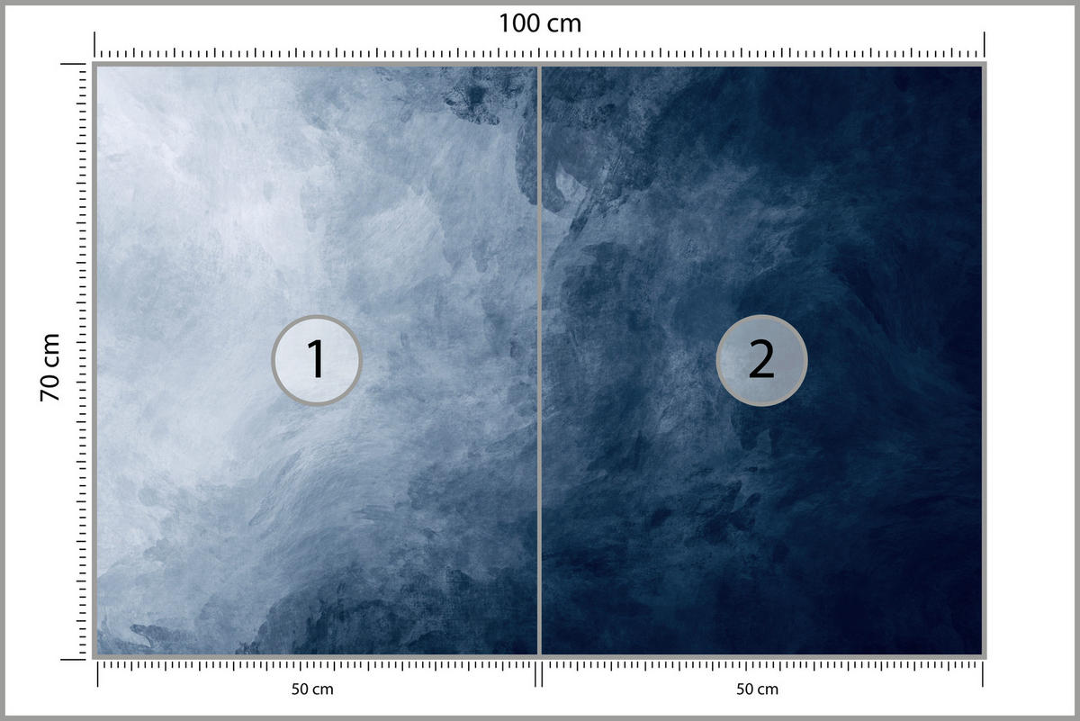 FOTOTAPETE für Badezimmer Dunkelblaues Ombre Aquarell 100x70 - Blau/Weiß, Papier (100/70cm) - Muralo