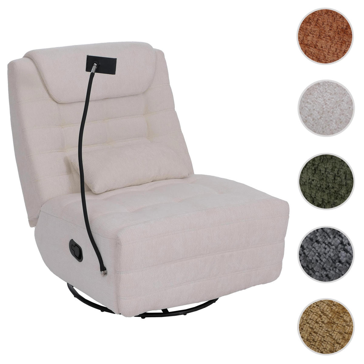 RELAXSESSEL Cremeweiß - Creme, Textil (82/96/163cm) - MCW