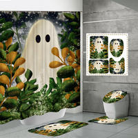 DUSCHVORHANG-MATTE Set Halloween Duschvorhang Boden Matte Toilette - Multicolor, Textil (180/180cm) - MCBOSON
