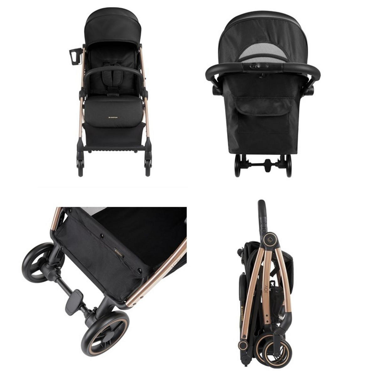 BUGGY Joy schwarz bis 22 kg, Rückenlehne verstellbar, faltbar - Schwarz, Metall (68/46/105cm) - Kikka boo