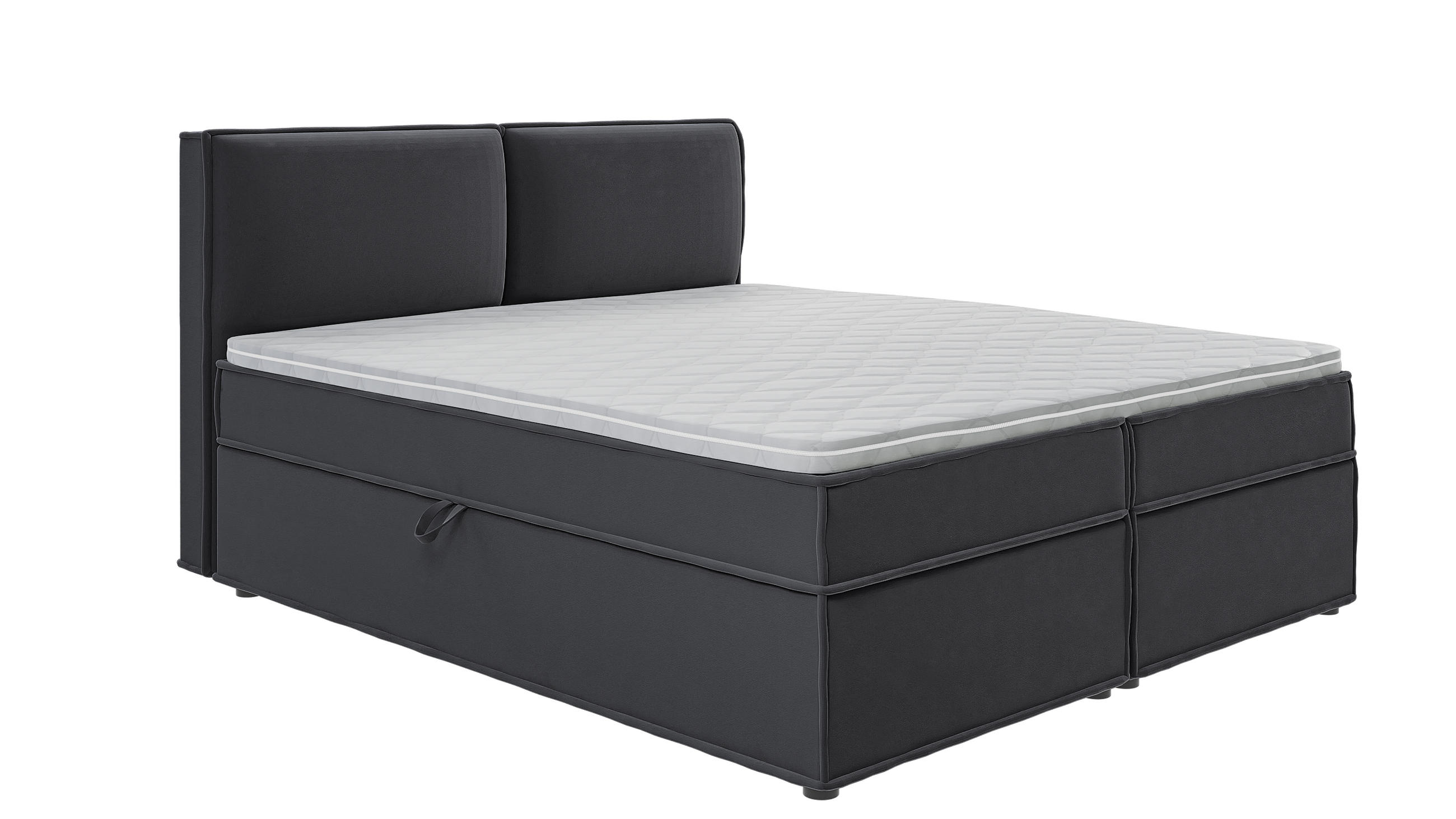 BOXBETT Eclipse 180/200 cm Graphit Luxusmicrofaser - Graphitfarben/Schwarz, Holz/Kunststoff (180/200cm) - S-Style Möbel