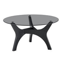 COUCHTISCH in Schwarz Runder Kaffeetisch für Wohnzimmer, Büro & Lounge, Hitze- & Kratzfest, 80/80/42.2 - Schwarz/Naturfarben, Glas/Holzwerkstoff (80/80/42.2cm) - STILVORA