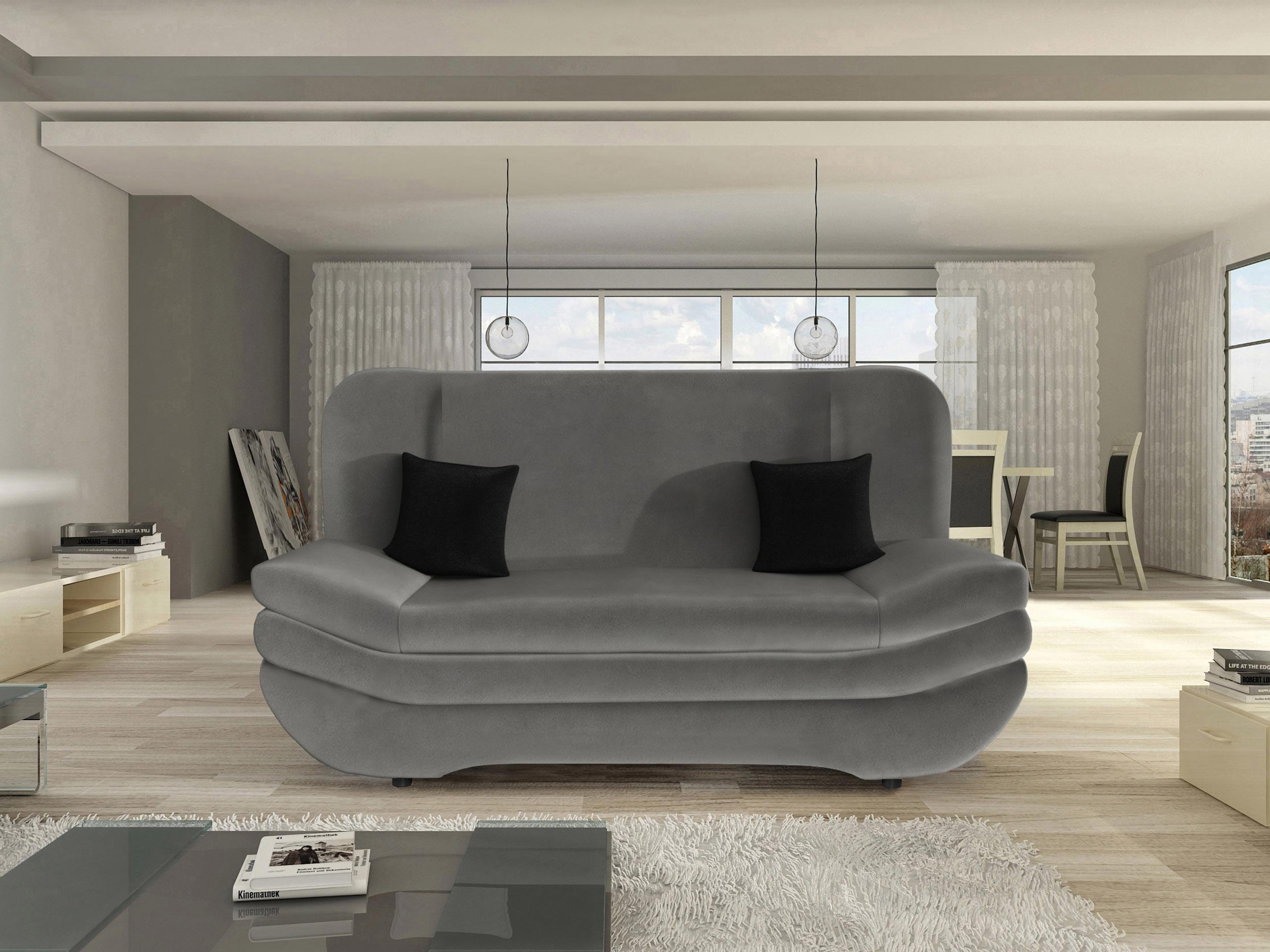 SCHLAFSOFA Weronika - Schwarz/Graphitfarben, Holz/Kunststoff (200/95/90cm) - MIRJAN24