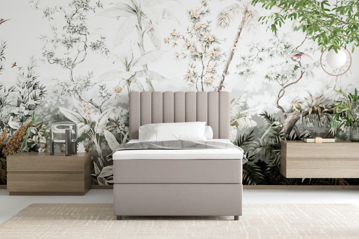 BOXBETT Everest 100 x 200 cm Einzelbett mit hochwertiger Bonell-Matratze und Topper - Cappuccino, Holz (100/200cm) - Panda Möbel