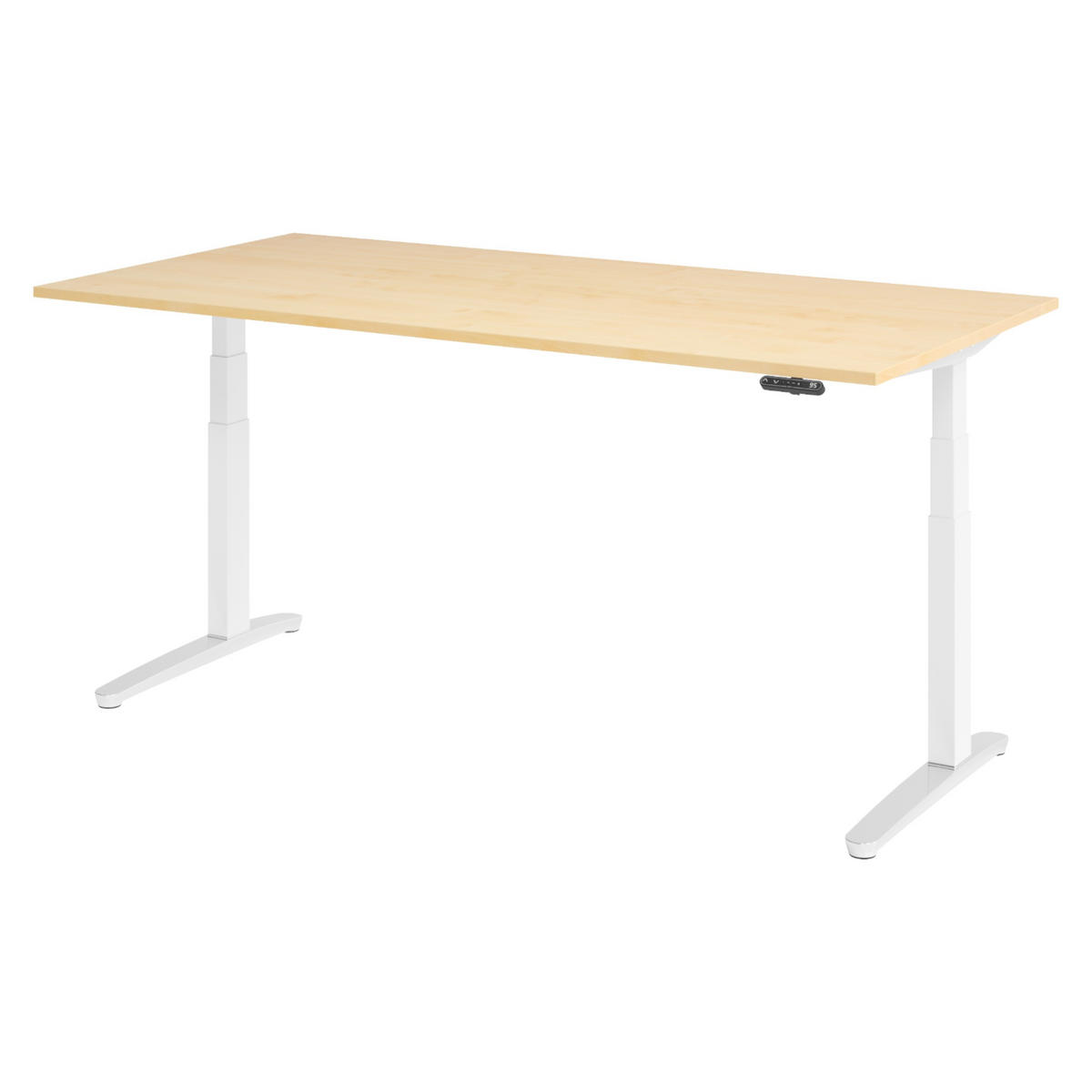 SCHREIBTISCH elektrisch XBHM 100/200/74 cm in Ahornfarben/Weiß/Alu poliert - Ahornfarben/Weiß, Holzwerkstoff (100/200/74cm) - bümö