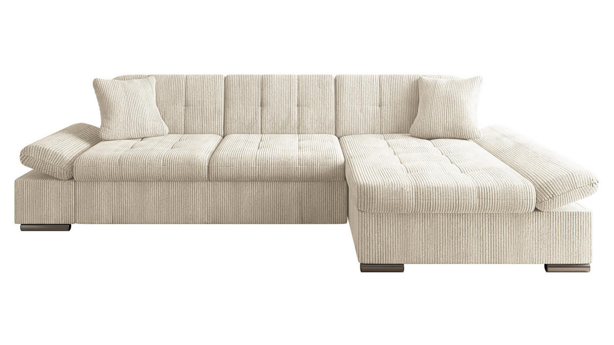 ECKSOFA Malwi Cord, Seite: Rechts - Creme, Holz/Textil (278/161cm) - MIRJAN24