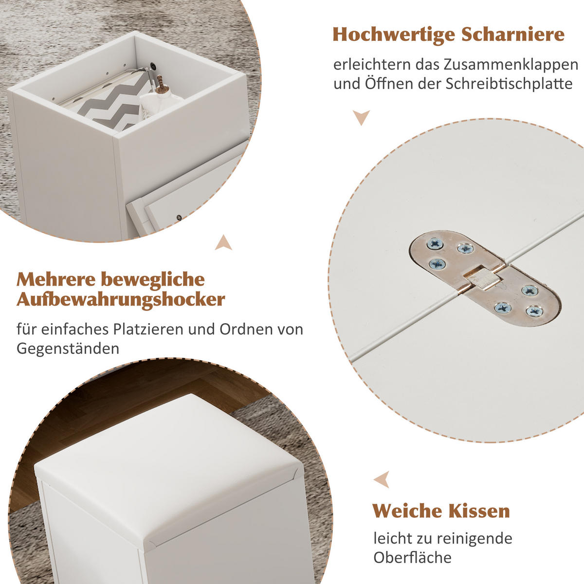 COUCHTISCH höhenverstellbar 100/51 cm weiß 2-in-1-Design mit Stauraum - Weiß, Holzwerkstoff (100/50/48cm) - OKWISH